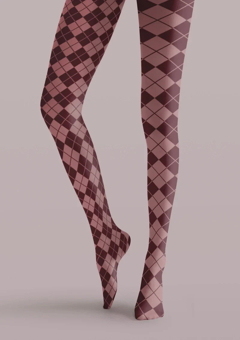 Viken Plan Argyle Check Tights Hosiery Pantyhose