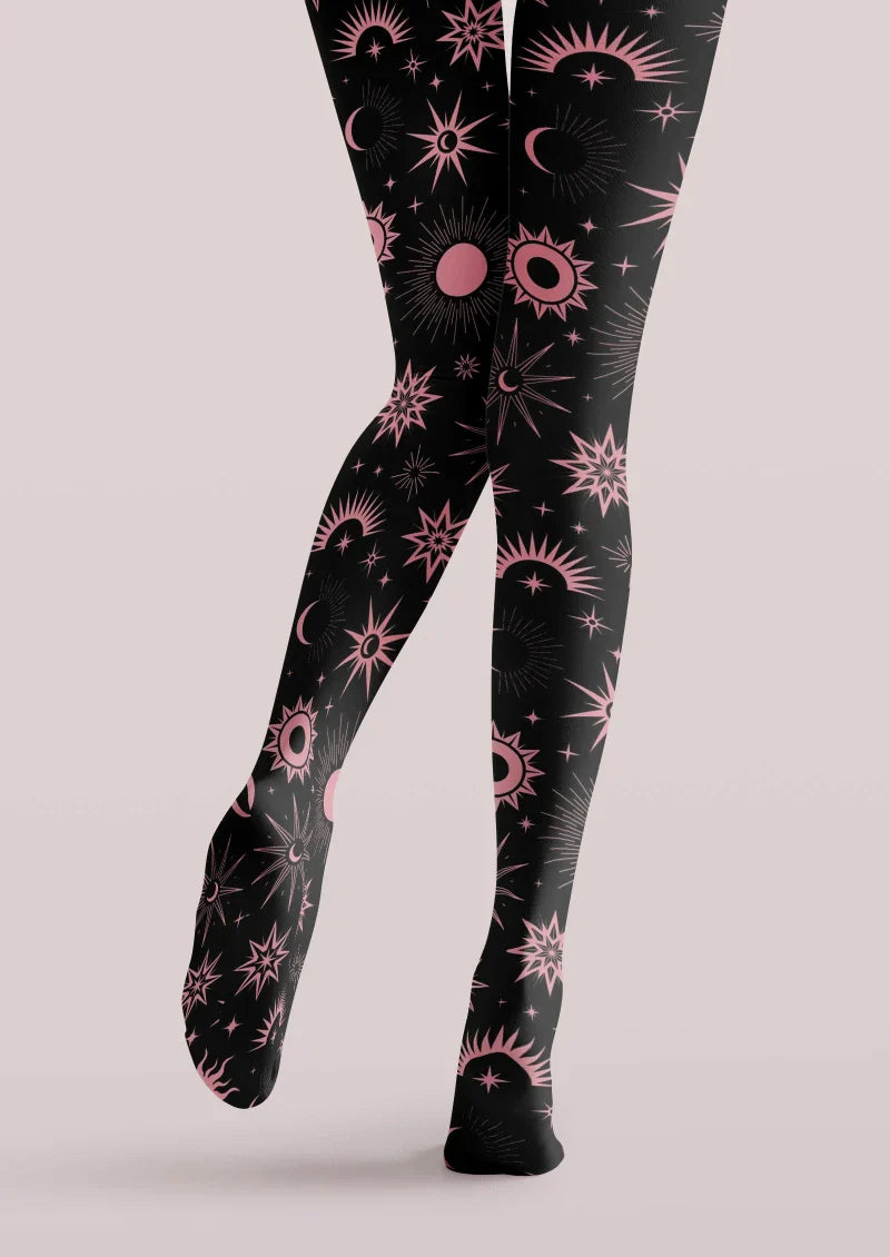 Viken Plan Star & Moon Graphic Tights Hosiery Pantyhose