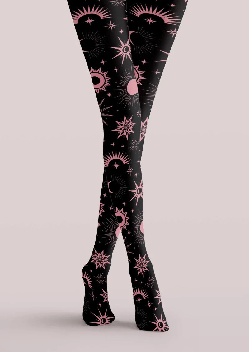Viken Plan Star & Moon Graphic Tights Hosiery Pantyhose