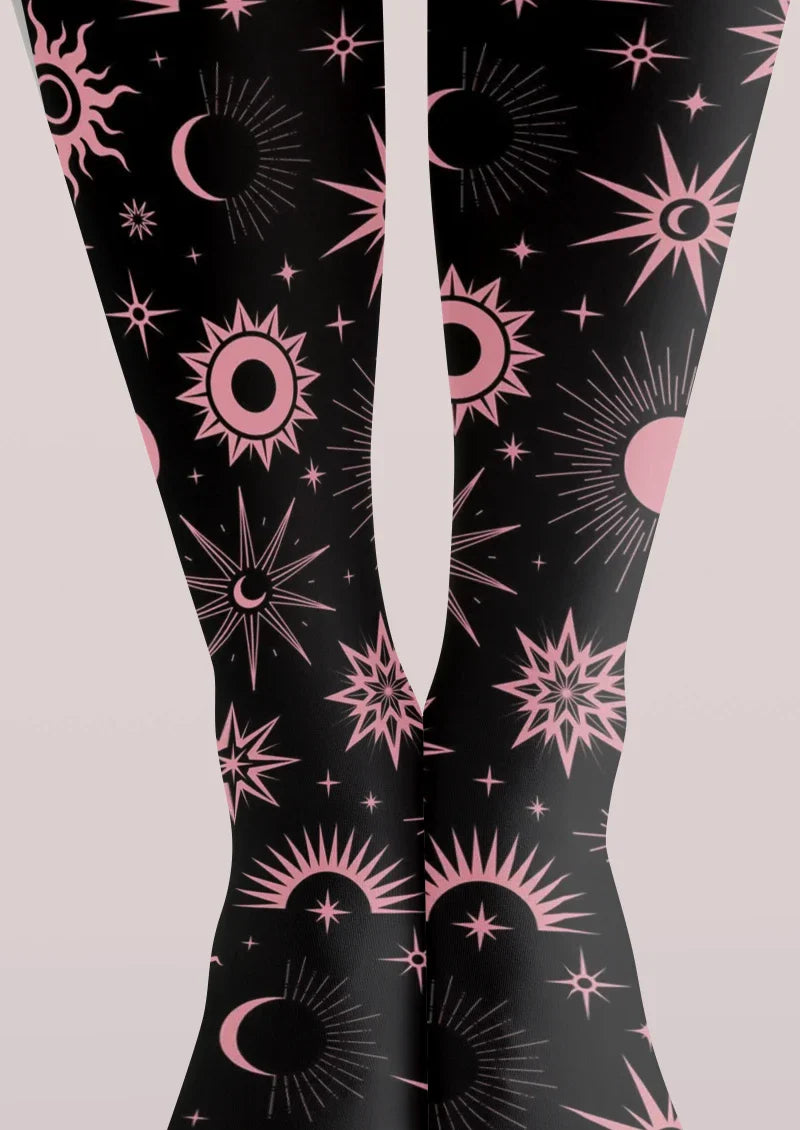 Viken Plan Star & Moon Graphic Tights Hosiery Pantyhose