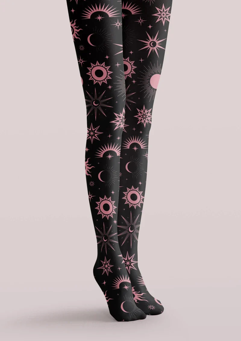 Viken Plan Star & Moon Graphic Tights Hosiery Pantyhose