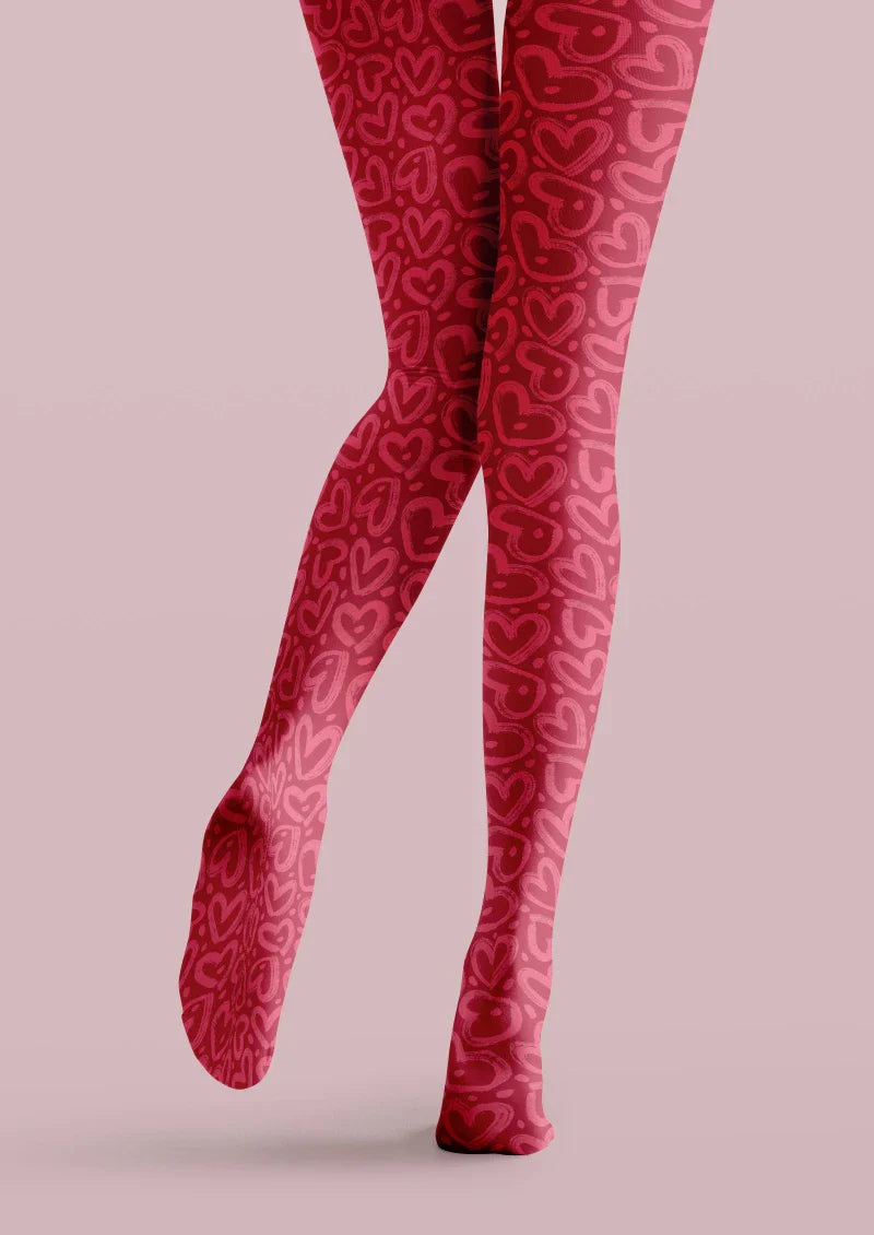 Viken Plan Valentine's Day Red Leopard Print Tights Hosiery Pantyhose