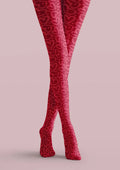 Viken Plan Valentine's Day Red Leopard Print Tights Hosiery Pantyhose