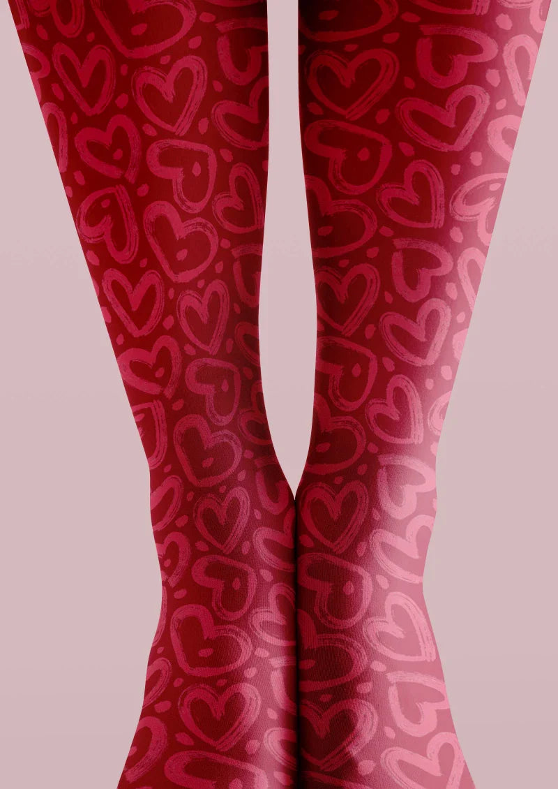 Viken Plan Valentine's Day Red Leopard Print Tights Hosiery Pantyhose