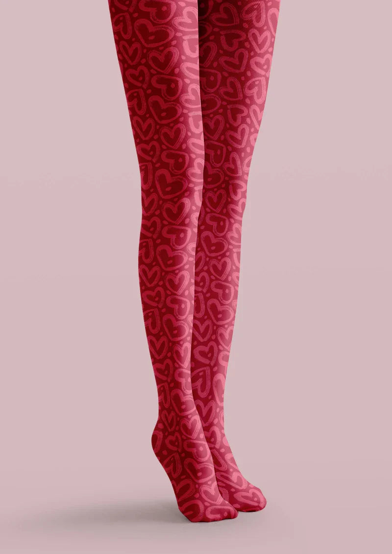 Viken Plan Valentine's Day Red Leopard Print Tights Hosiery Pantyhose