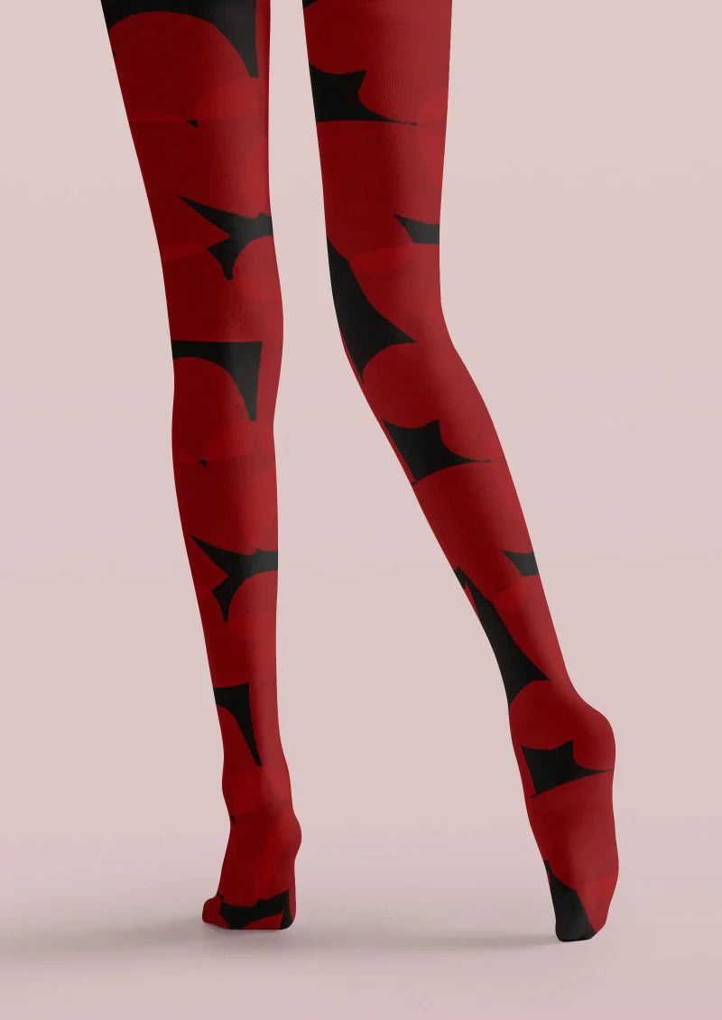 Viken Plan Valentine's Day Red Heart Graphic Tights Hosiery Pantyhose