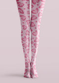 Viken Plan Valentine's Day Pink Heart Pattern Tights Hosiery Pantyhose