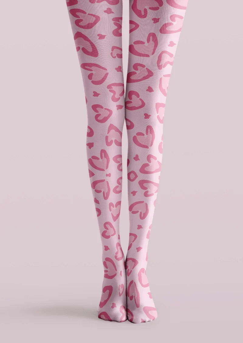 Viken Plan Valentine's Day Pink Heart Pattern Tights Hosiery Pantyhose
