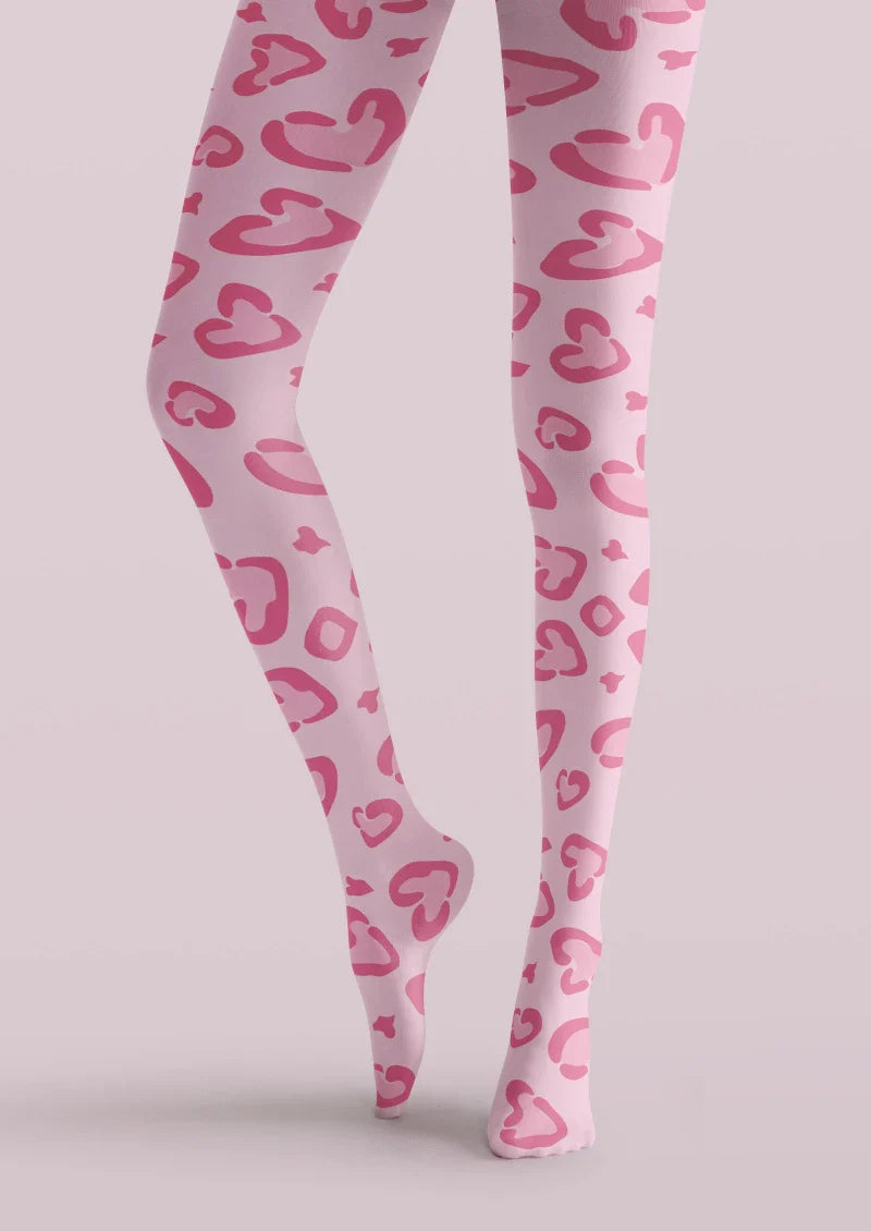 Viken Plan Valentine's Day Pink Heart Pattern Tights Hosiery Pantyhose
