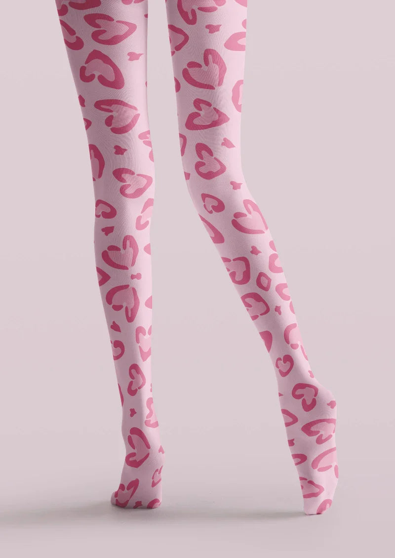 Viken Plan Valentine's Day Pink Heart Pattern Tights Hosiery Pantyhose