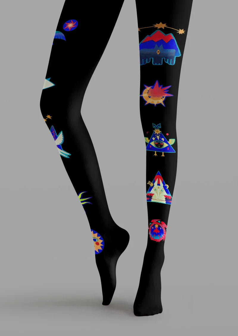 Viken Plan Space Element Graphic Tights Hosiery Pantyhose