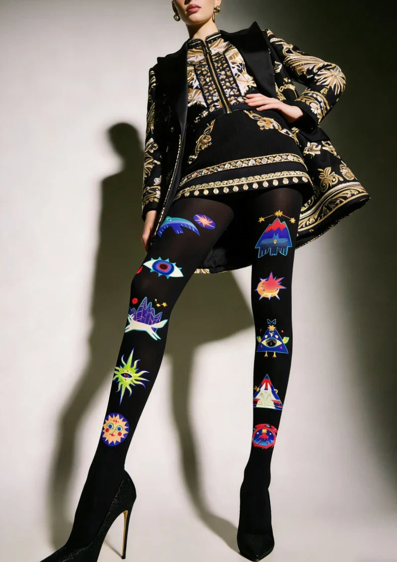 Viken Plan Space Element Graphic Tights Hosiery Pantyhose