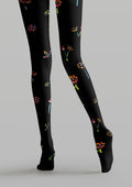 Viken Plan Floral Print Graphic Tights Hosiery Pantyhose