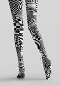 Viken Plan Black White Abstract Geometric Tights Hosiery Pantyhose