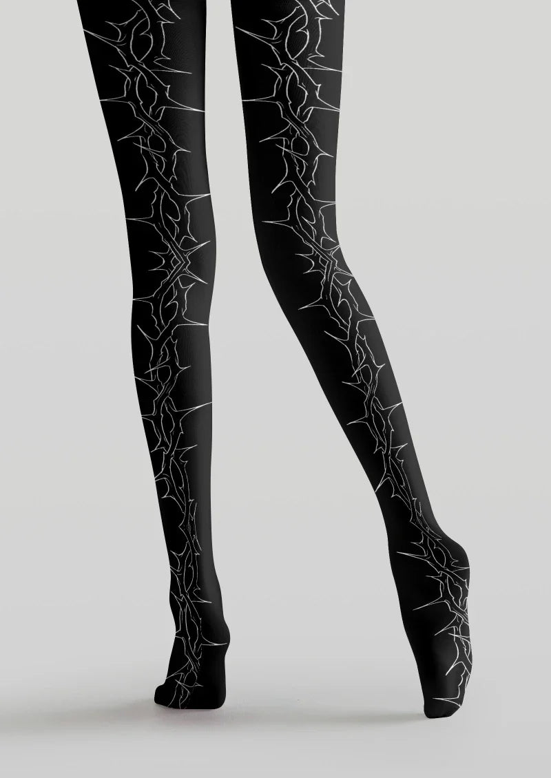 Viken Plan Black Line Graphic Tights Hosiery Pantyhose