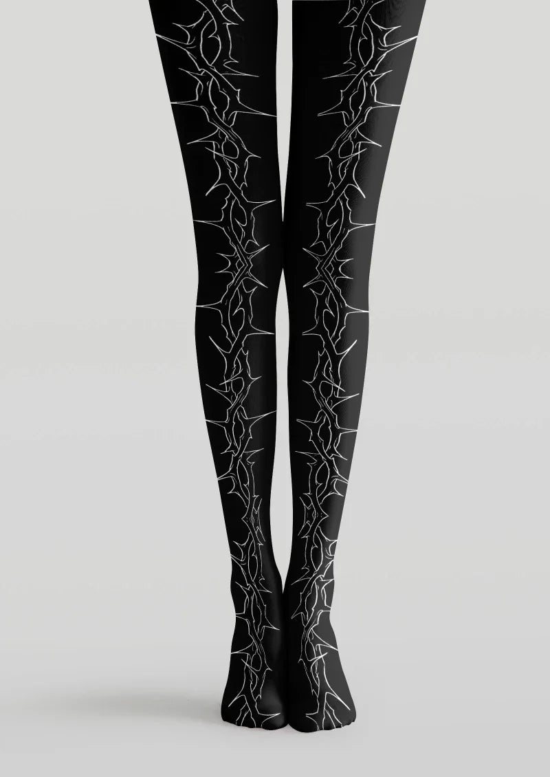 Viken Plan Black Line Graphic Tights Hosiery Pantyhose