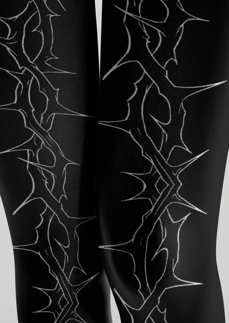 Viken Plan Black Line Graphic Tights Hosiery Pantyhose
