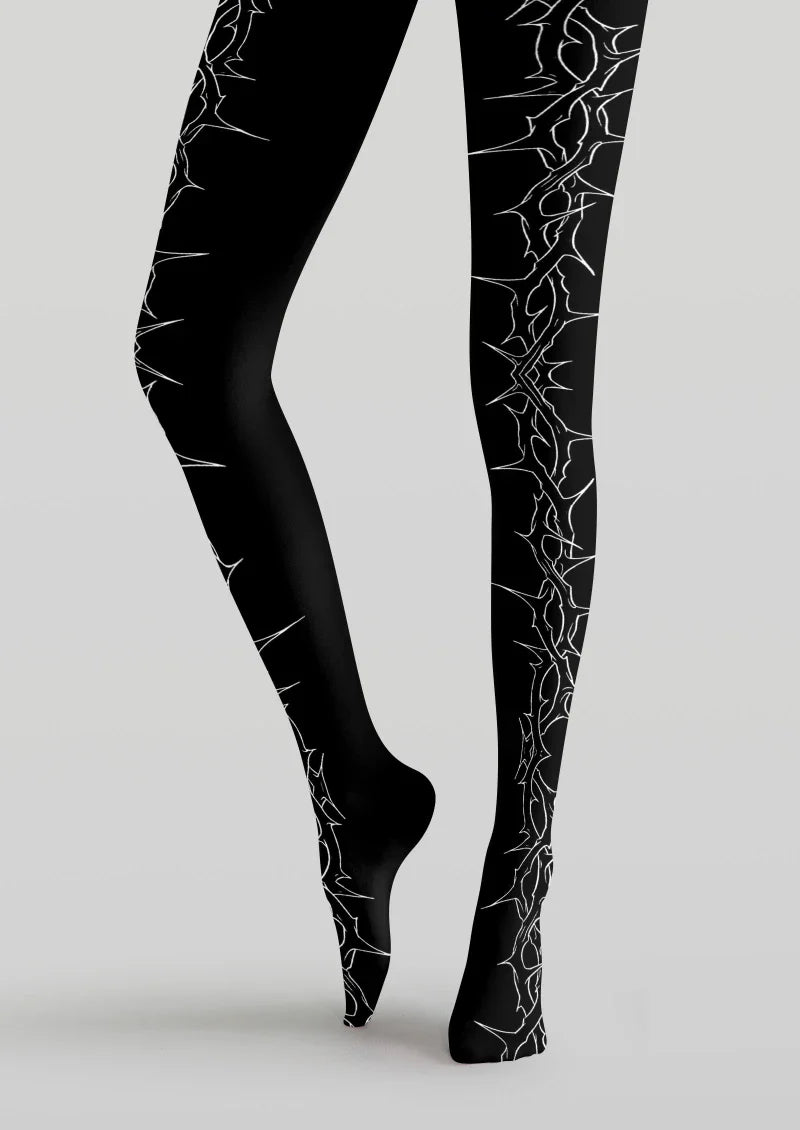 Viken Plan Black Line Graphic Tights Hosiery Pantyhose