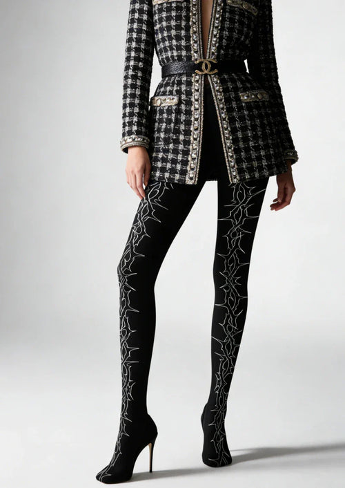 Viken Plan Black Line Graphic Tights Hosiery Pantyhose