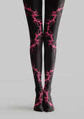 Viken Plan Black Pink Abstract Graphic Tights Hosiery Pantyhose