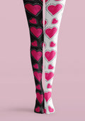 Viken Plan Valentine's Day Pink White Heart Graphic Tights Hosiery Pantyhose