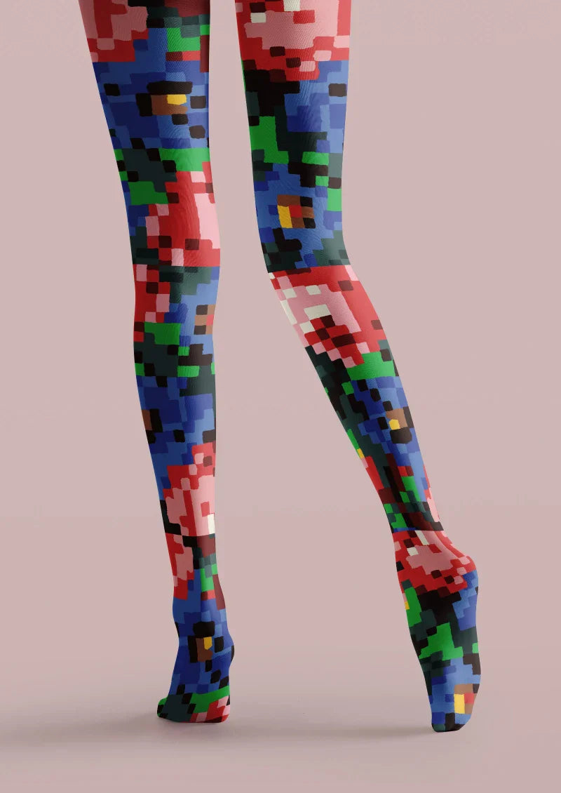 Viken Plan Pixel Graphic Tights Hosiery Pantyhose