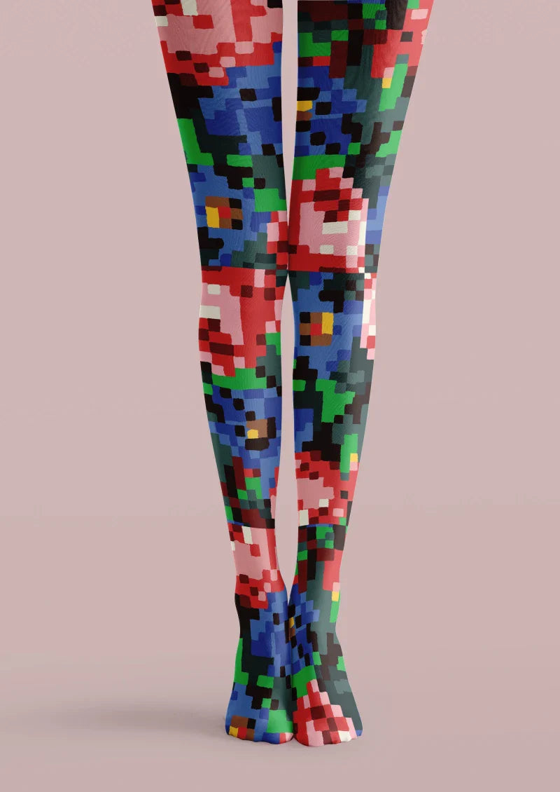 Viken Plan Pixel Graphic Tights Hosiery Pantyhose