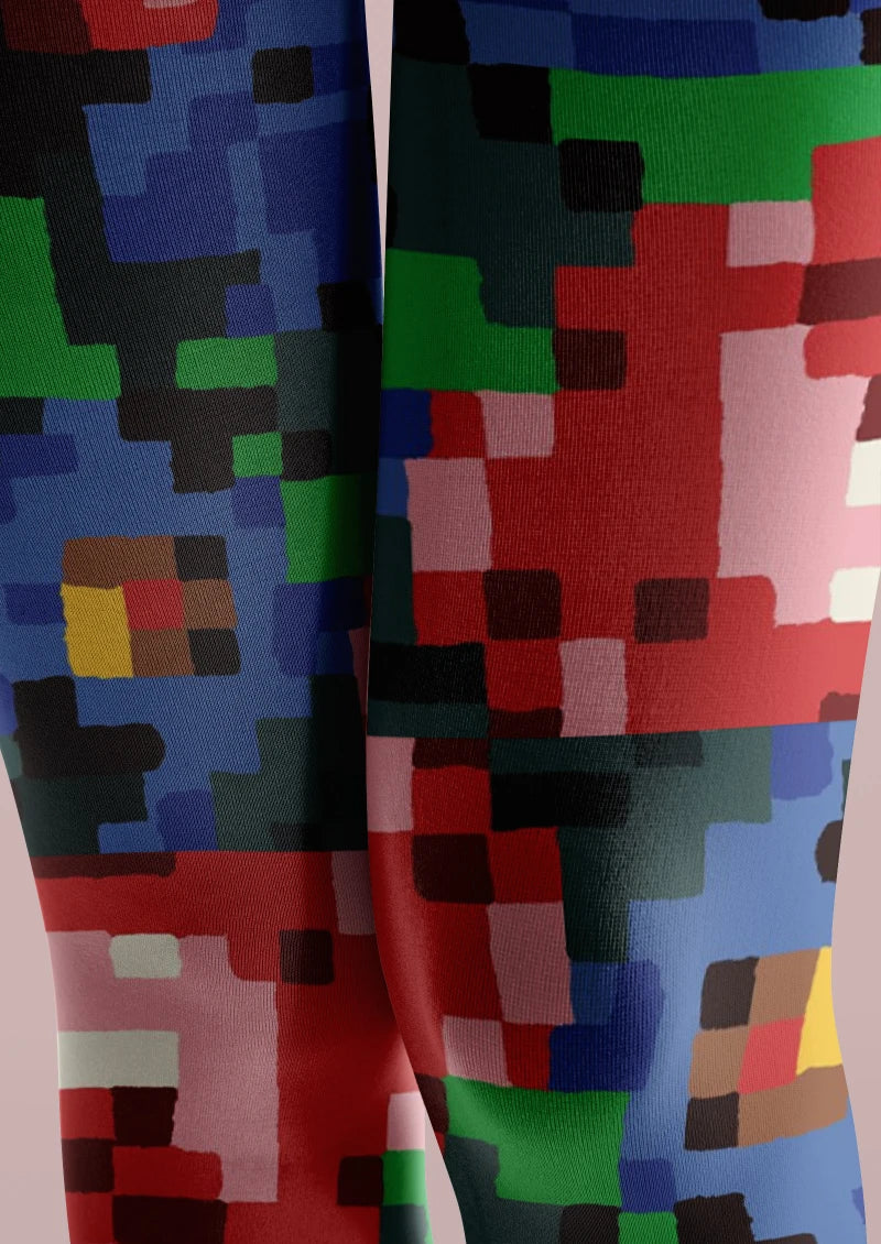 Viken Plan Pixel Graphic Tights Hosiery Pantyhose