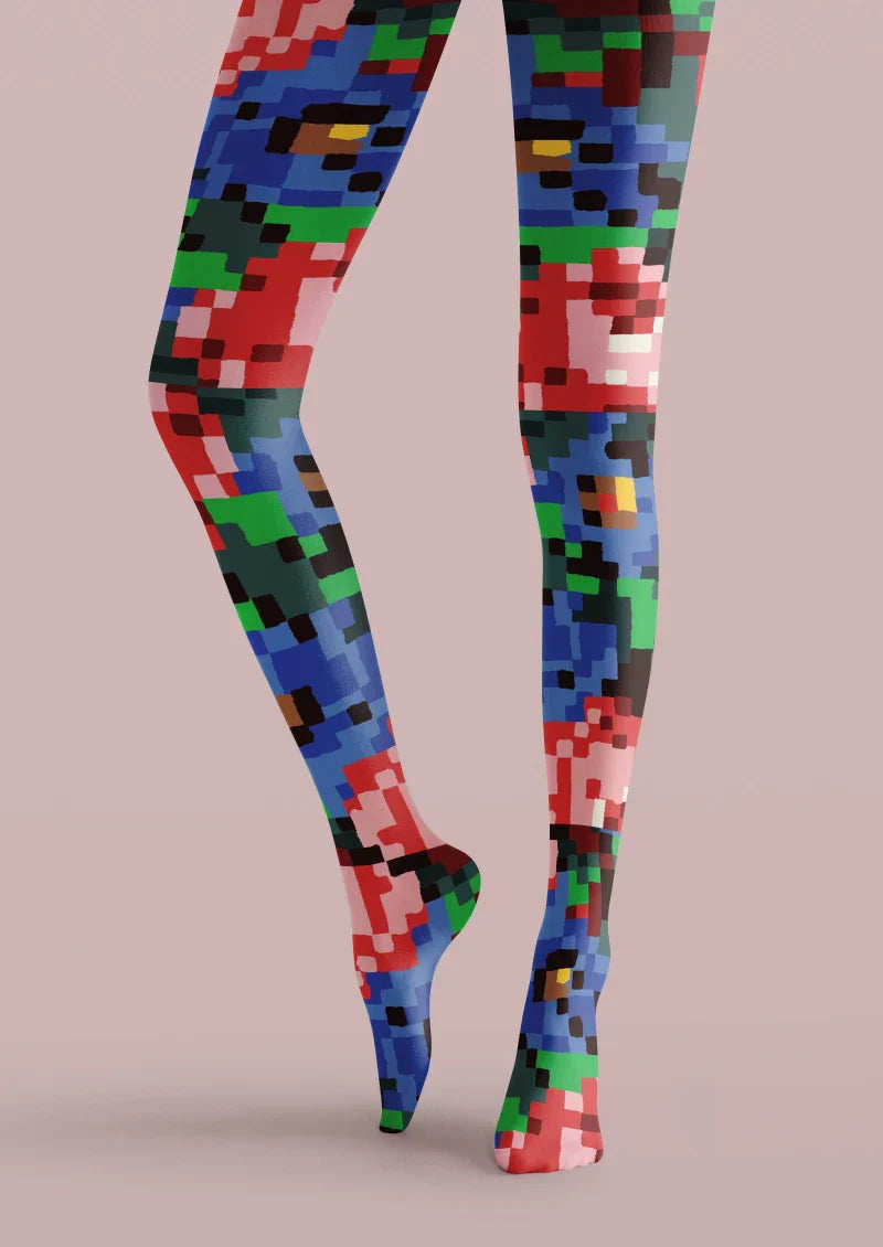 Viken Plan Pixel Graphic Tights Hosiery Pantyhose