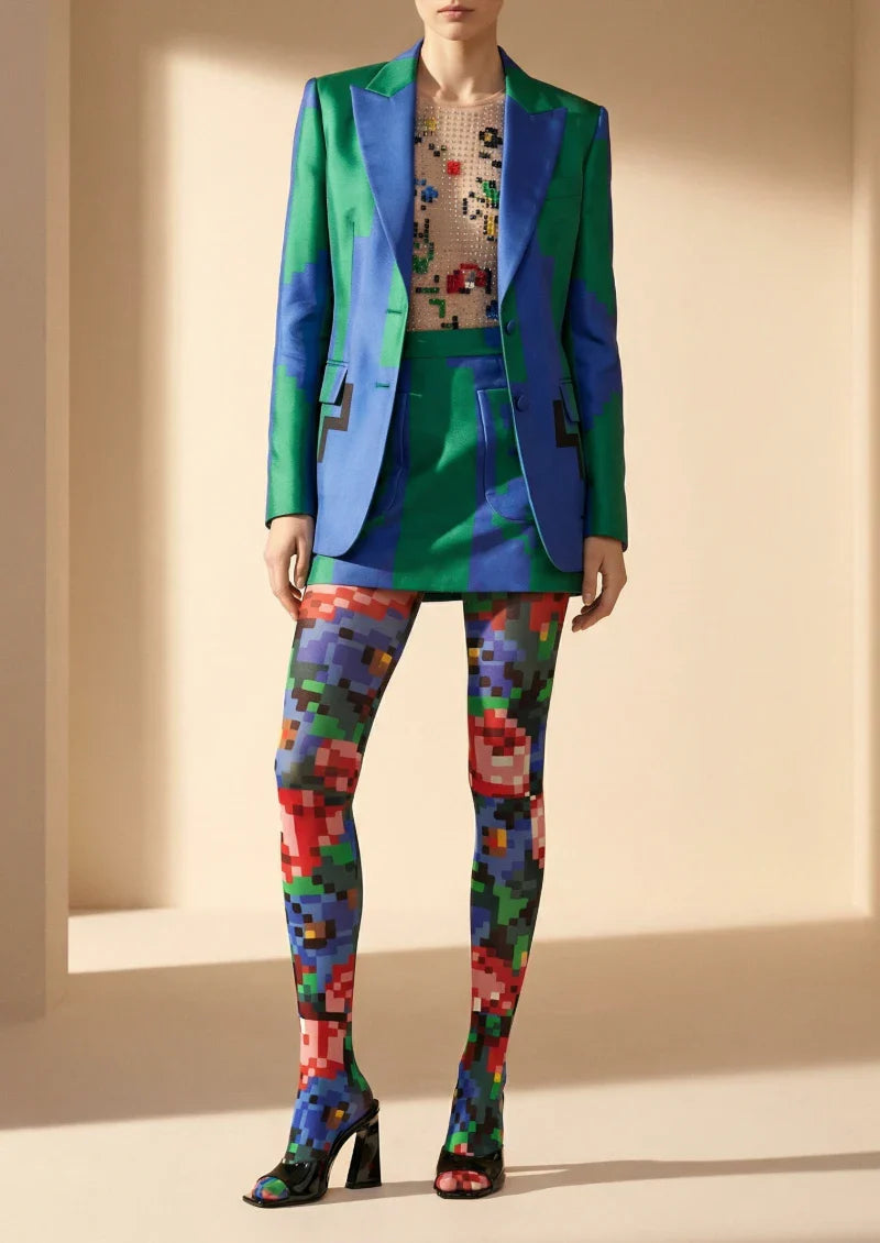 Viken Plan Pixel Graphic Tights Hosiery Pantyhose