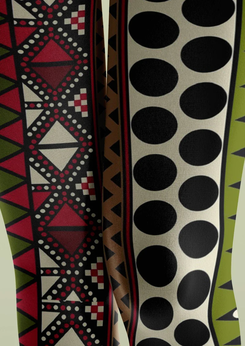 Viken Plan Ethnic Geometric Tights Hosiery Pantyhose