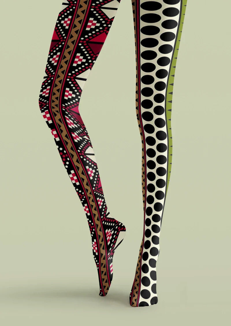 Viken Plan Ethnic Geometric Tights Hosiery Pantyhose