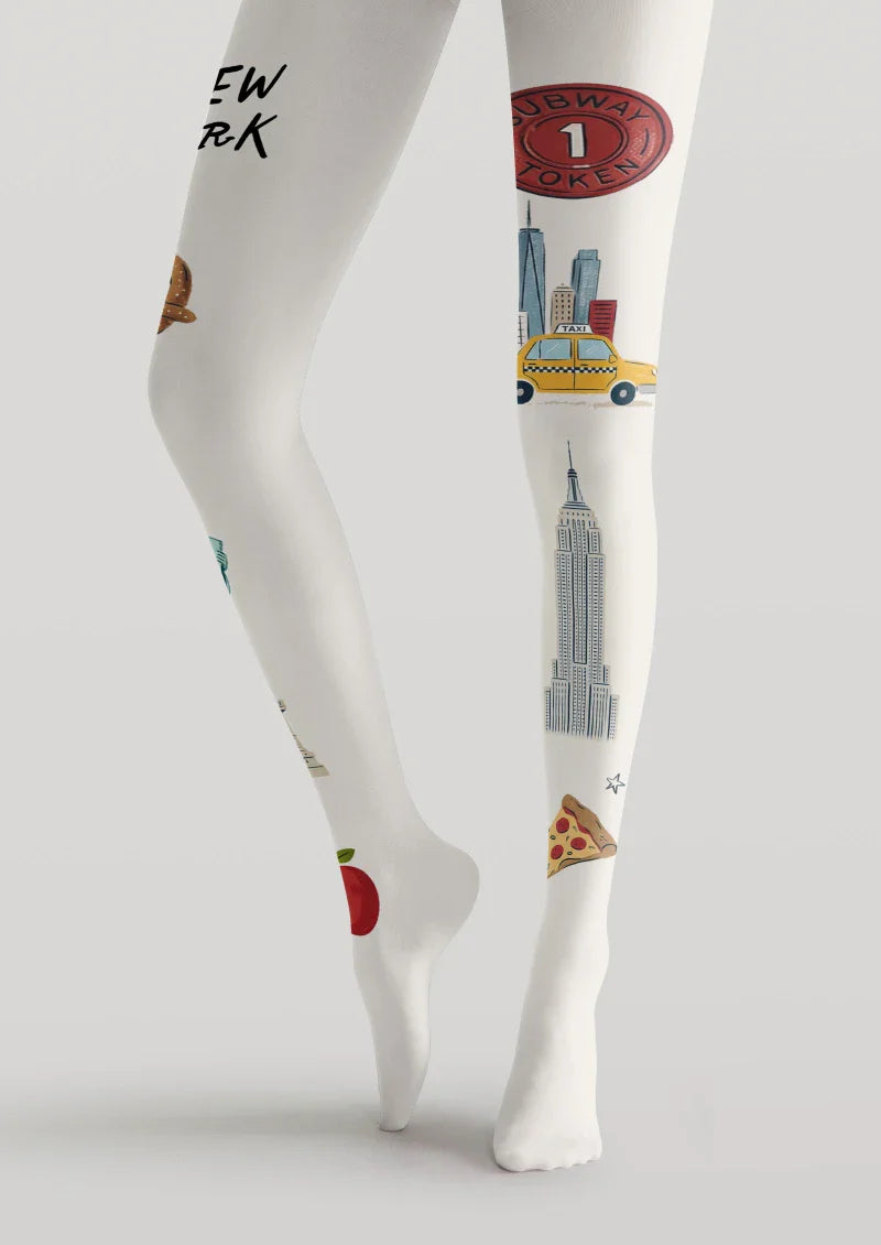 Viken Plan New York Theme Graphic Tights Hosiery Pantyhose