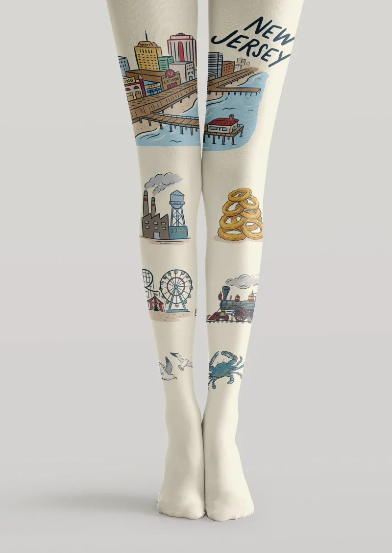 Viken Plan New Jersey Theme Graphic Tights Hosiery Pantyhose