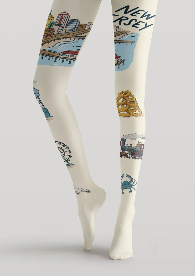 Viken Plan New Jersey Theme Graphic Tights Hosiery Pantyhose