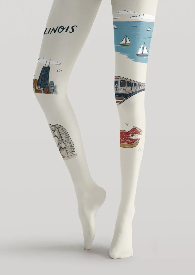 Viken Plan Illinois Theme Graphic Tights Hosiery Pantyhose