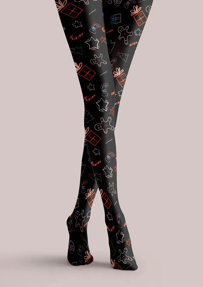 Viken Plan Christmas Fun Art Gingerbread Night Tights Hosiery Pantyhose