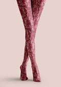 Viken Plan Lace Print Rose Grid Tights Hosiery Pantyhose