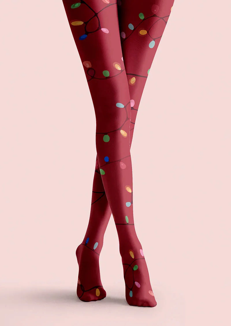 Viken Plan Christmas Fun Art Crimson Gift Tights Hosiery Pantyhose