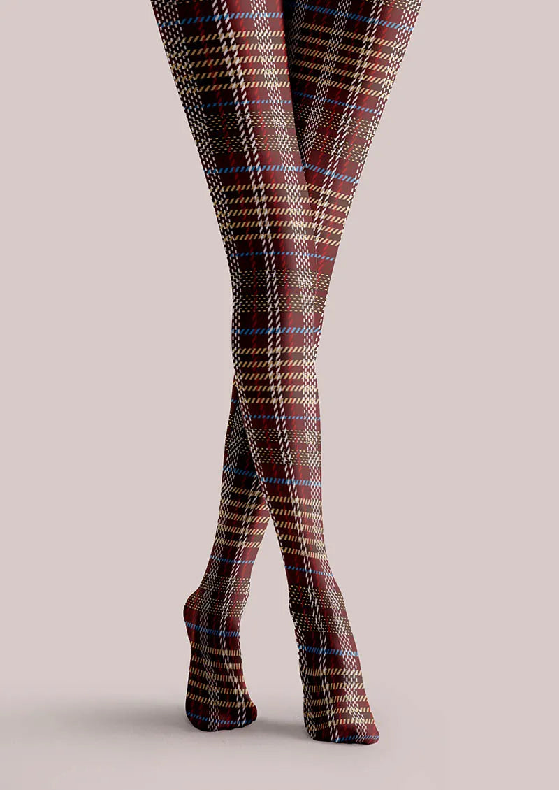 Viken Plan Geometric Art Classic Plaid Tights Hosiery Pantyhose