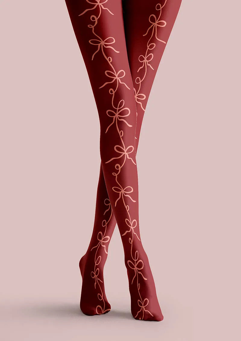 Viken Plan Christmas Fun Art Ribbon Wish Tights Hosiery Pantyhose