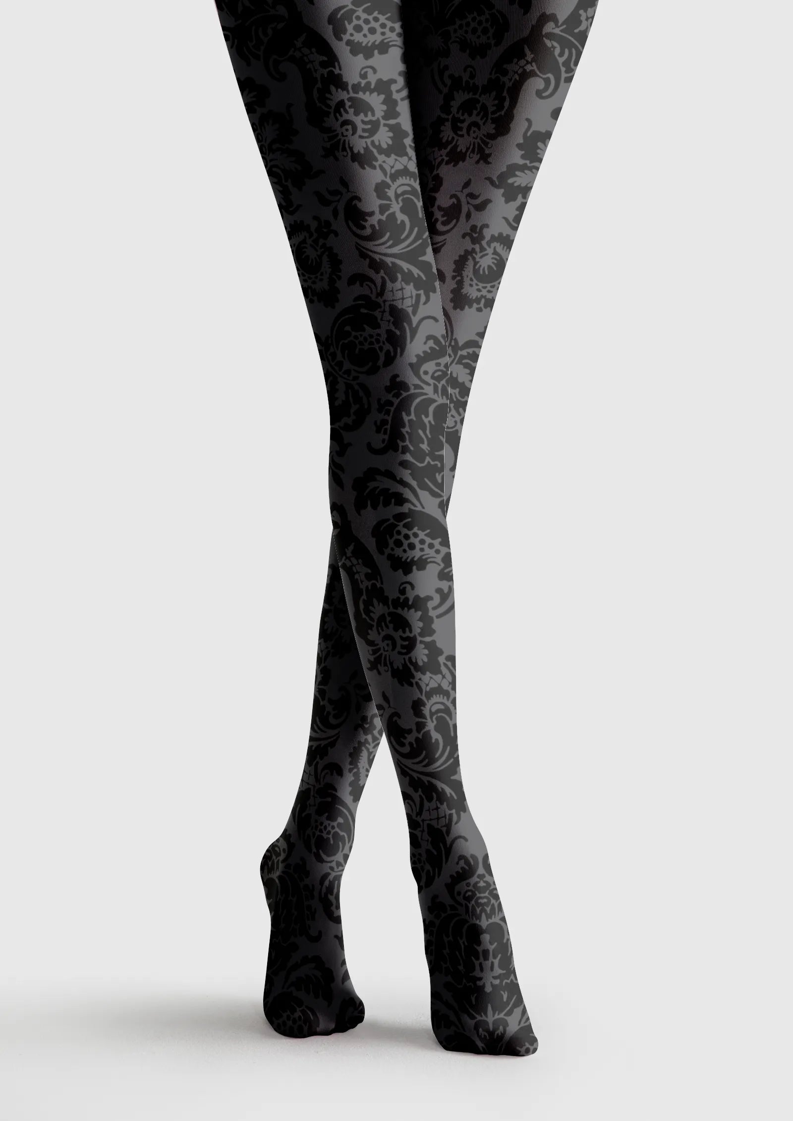 Viken Plan Baroque Bloom Noir Lace Tights Hosiery Pantyhose