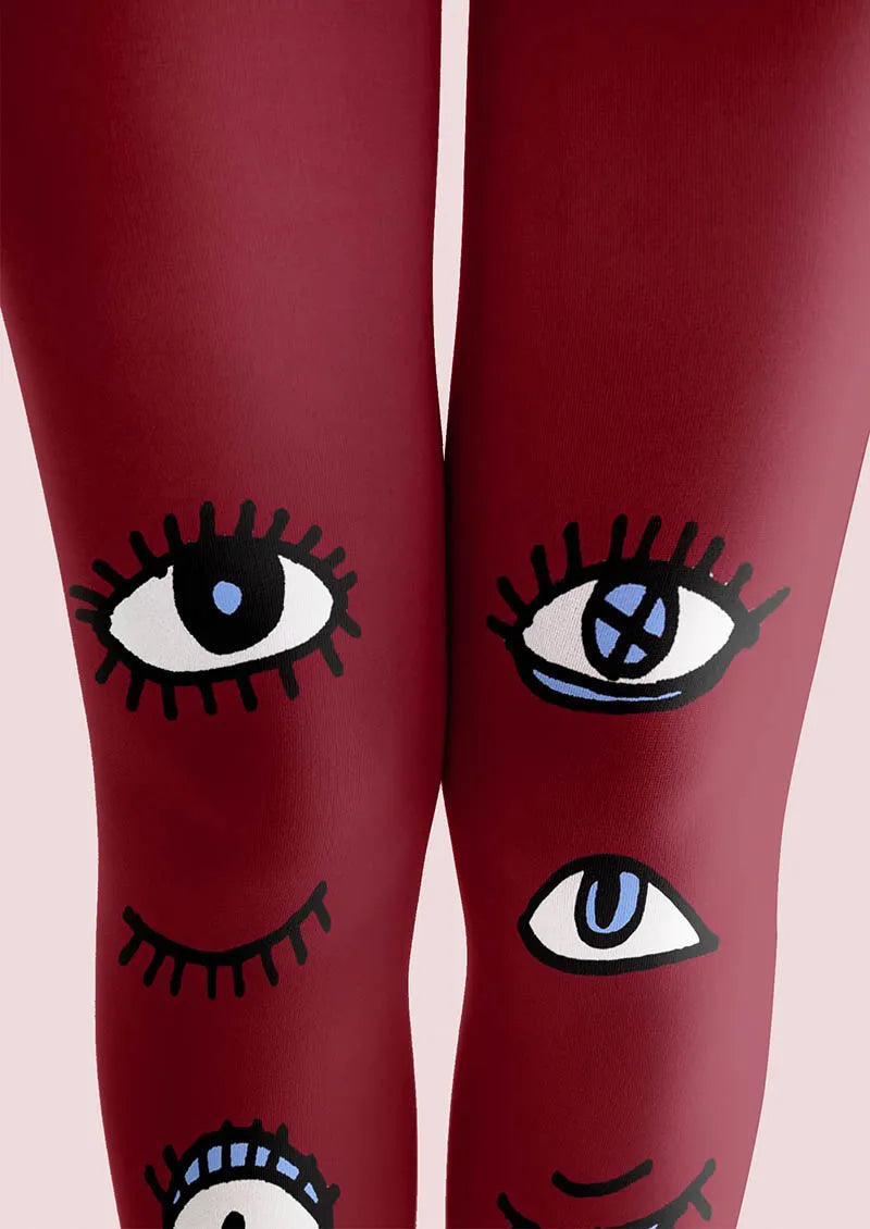 Viken Plan Fun Art Wink Eyes Tights Hosiery Pantyhose