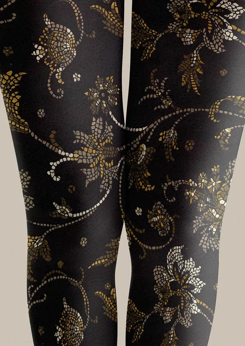 Viken Plan Floral pattern Dark Floral Tights Hosiery Pantyhose