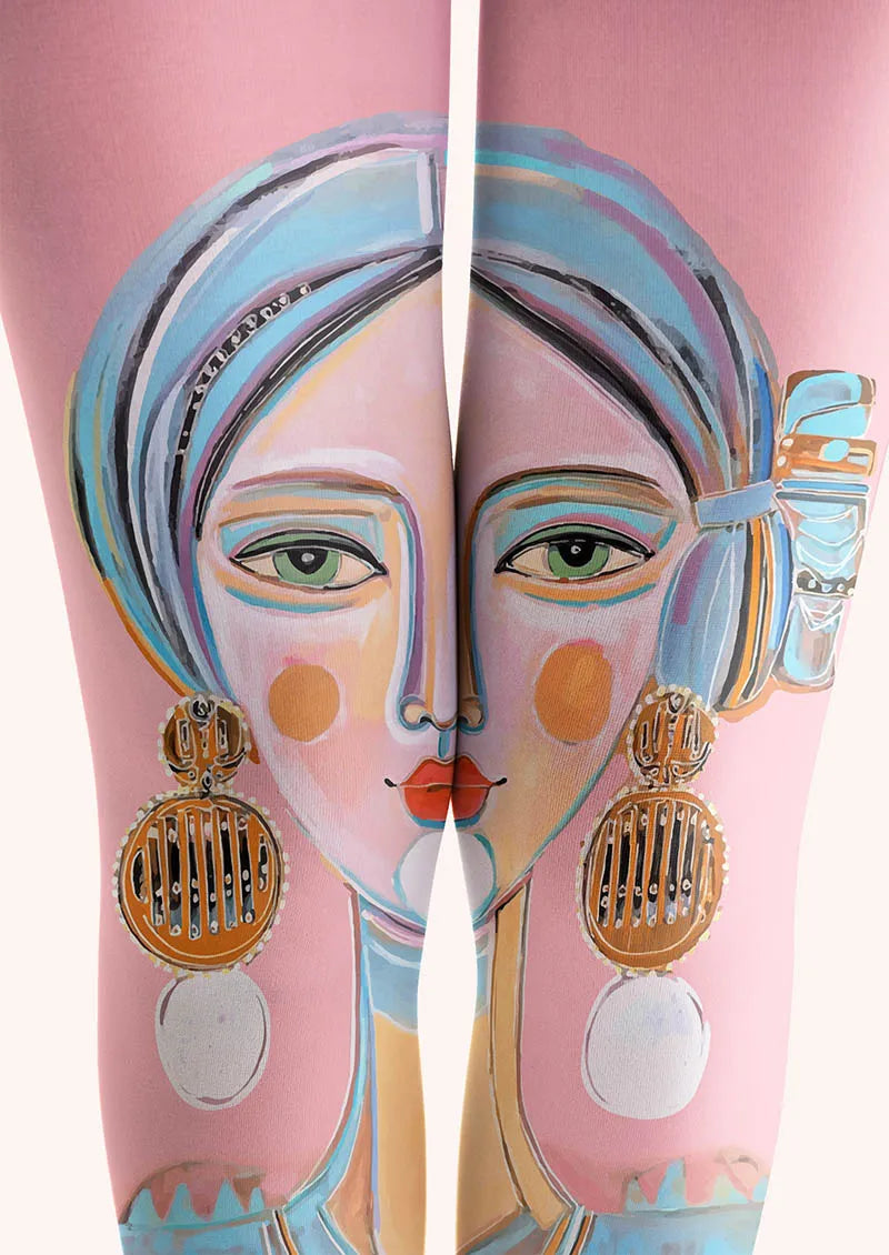 Viken Plan Fun Art Blue Muse Tights Hosiery Pantyhose