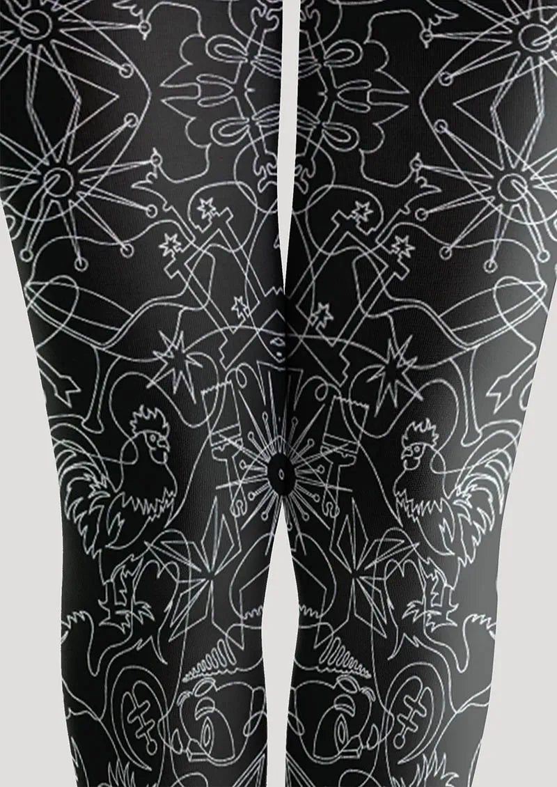 Viken Plan Floral pattern Line Echo Tights Hosiery Pantyhose