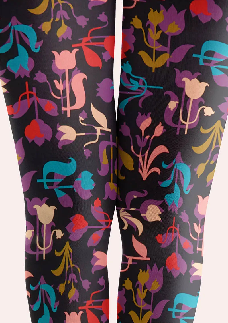 Viken Plan Floral pattern Vintage Garden Tights Hosiery Pantyhose