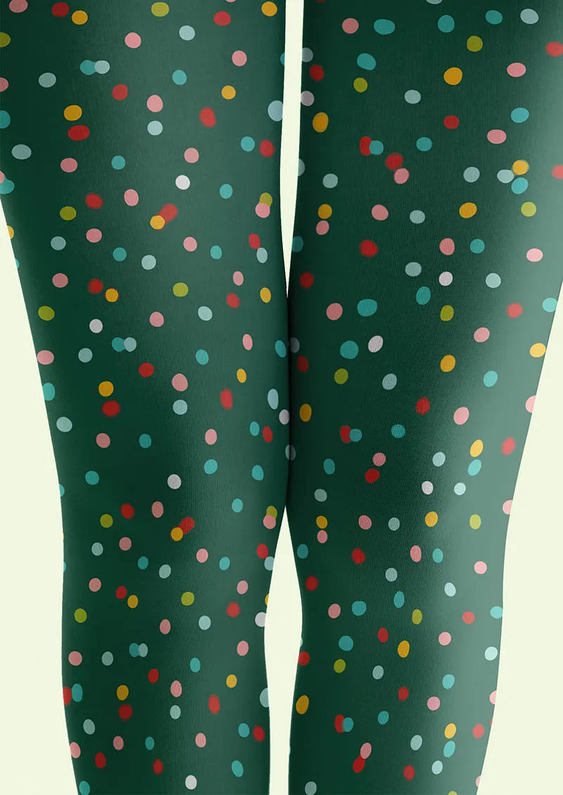 Viken Plan Green Confetti Tights Hosiery Pantyhose