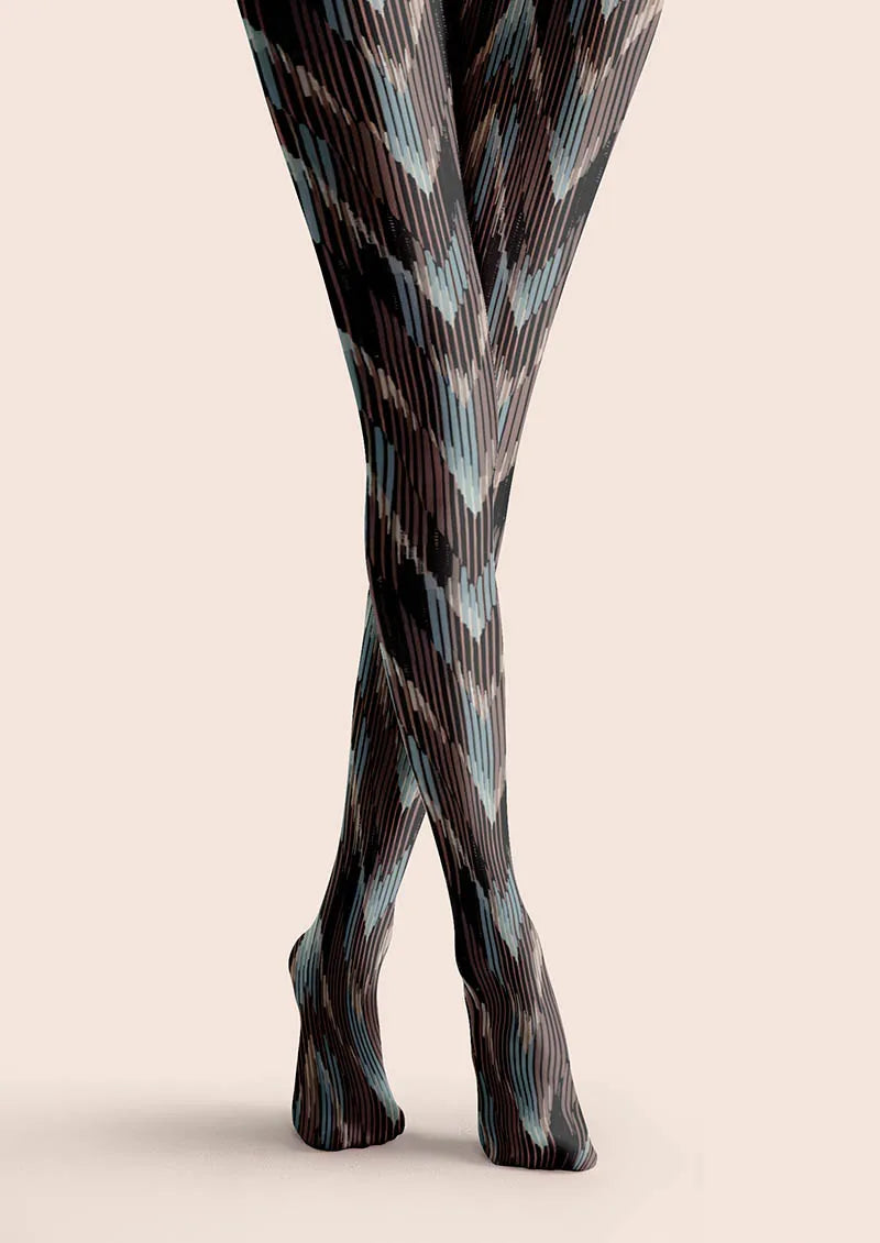 Viken Plan Black Smoke Stripes Tights Hosiery Pantyhose