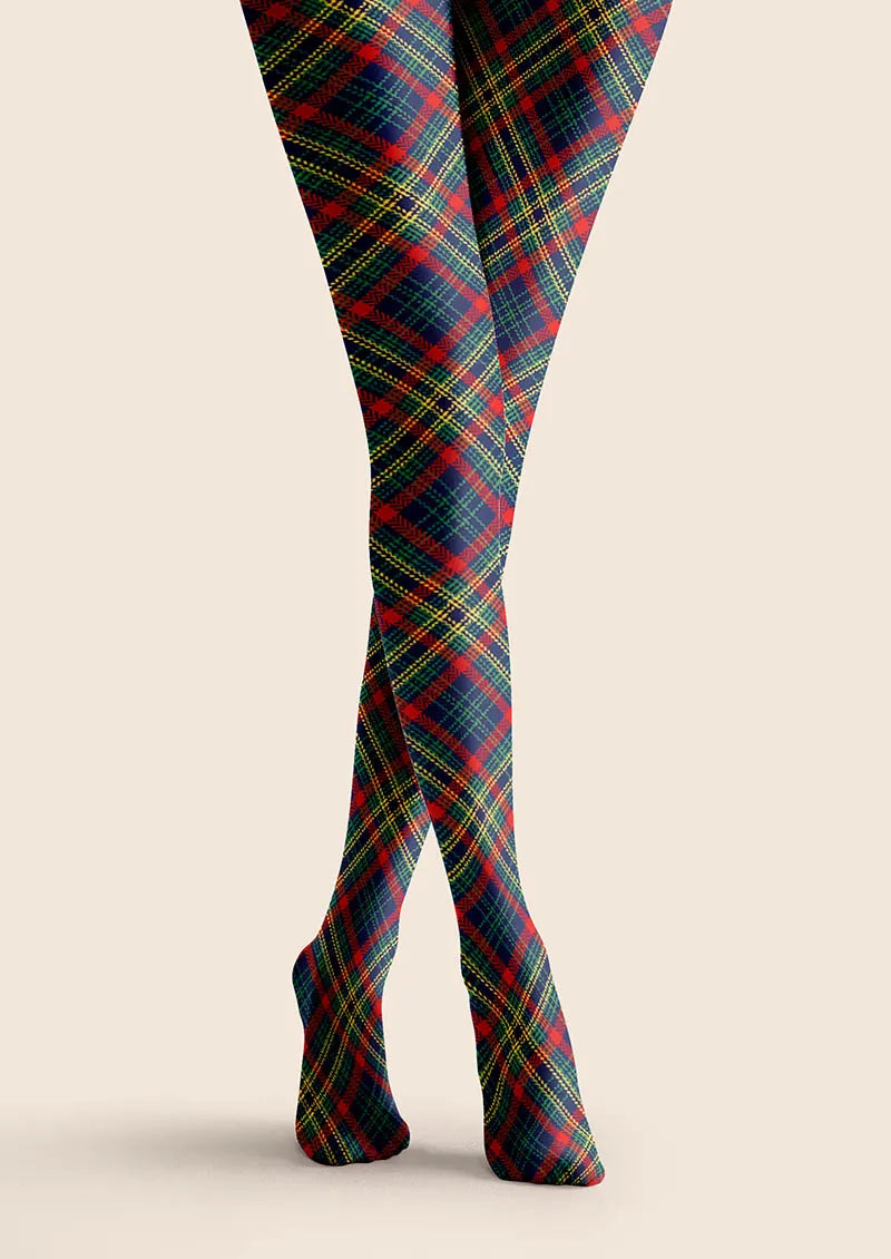 Viken Plan Christmas Emerald Tartan Chic Tights Hosiery Pantyhose
